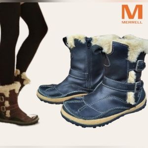 Merrell Tremblant Opti Warm Insulate Snow Boot Shoe Fur Black Leather Women 7.5